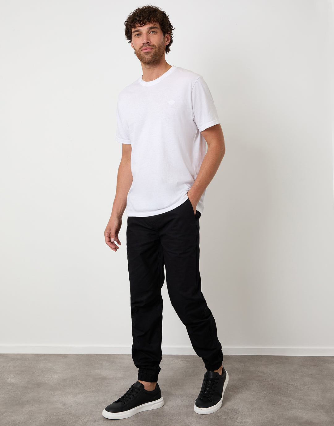 Regular Fit Pull On Trousers in Black