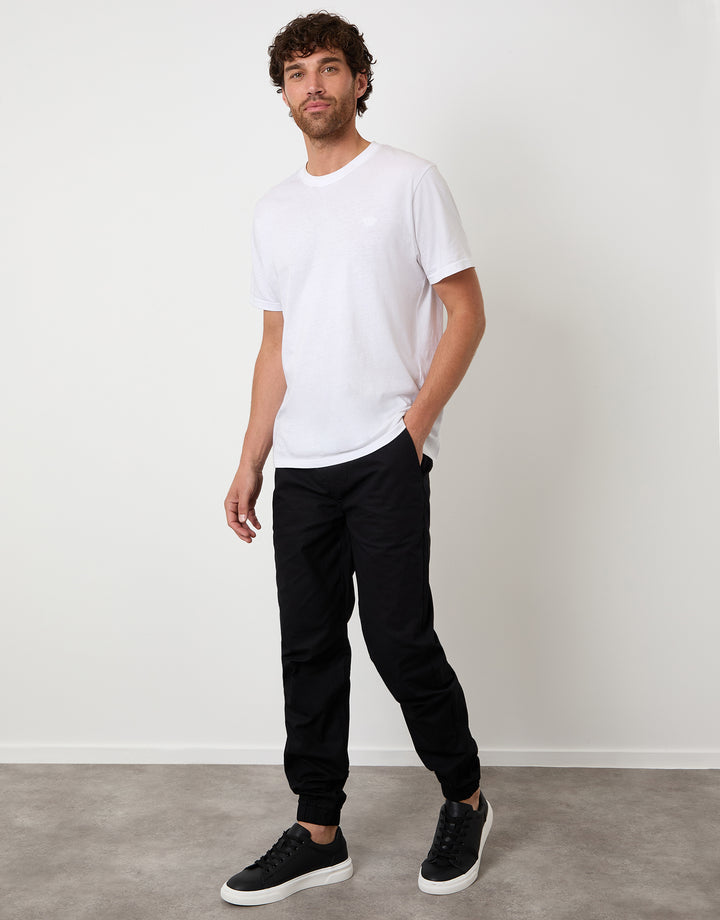 Regular Fit Pull On Trousers in Black