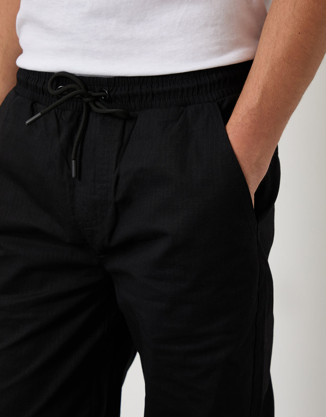 Regular Fit Pull On Trousers in Black
