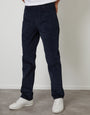 Navy Straight Leg 5 Pocket Stretch Corduroy Trousers