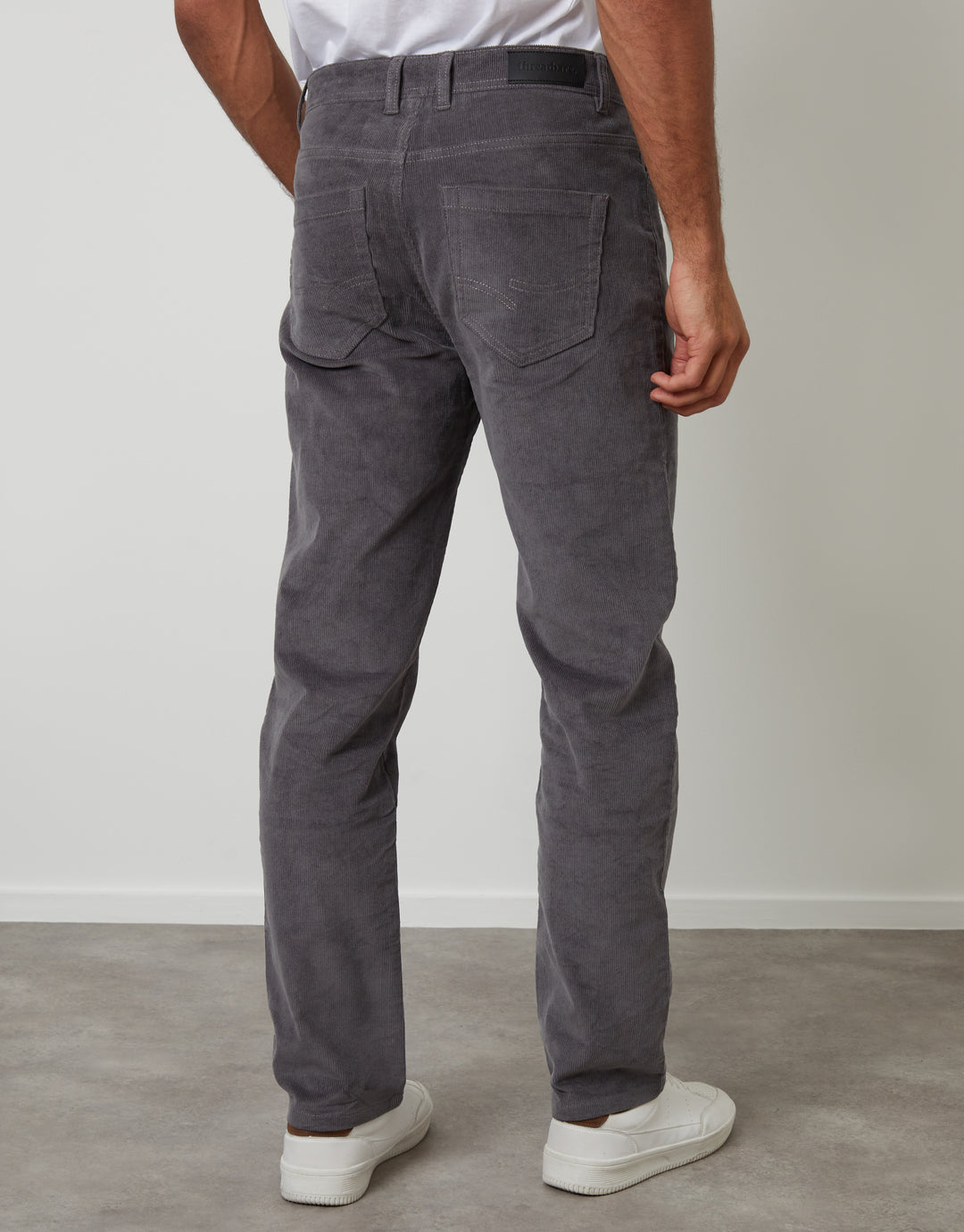 Slate Grey Straight Leg 5 Pocket Stretch Corduroy Trousers