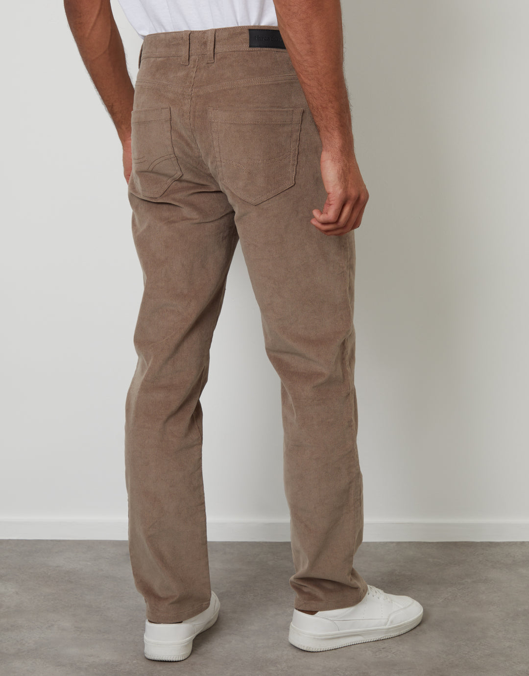 Taupe Straight Leg 5 Pocket Stretch Corduroy Trousers