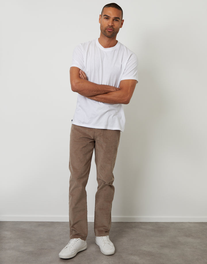 Taupe Straight Leg 5 Pocket Stretch Corduroy Trousers
