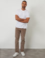 Straight Leg 5 Pocket Stretch Corduroy Trousers in Taupe