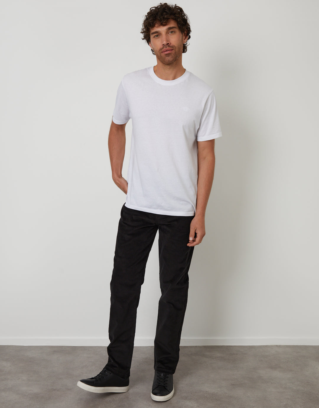 Black Straight Leg 5 Pocket Stretch Corduroy Trousers