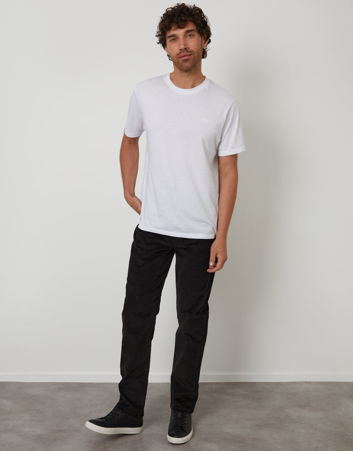 Black Straight Leg 5 Pocket Stretch Corduroy Trousers