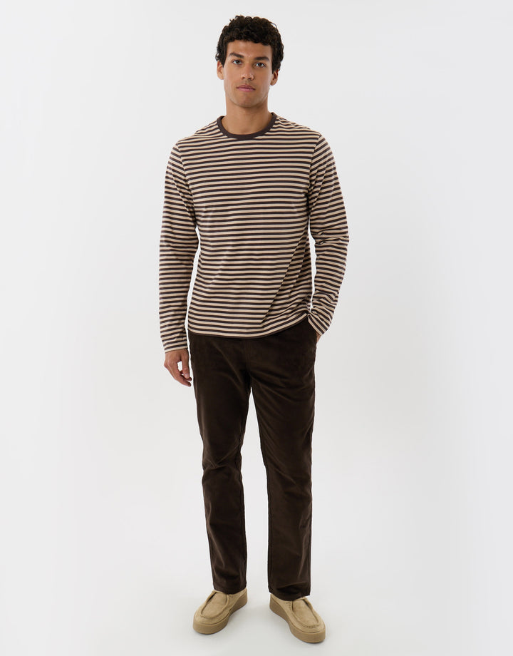 Stretch Cotton Corduroy Trousers in Chocolate Brown