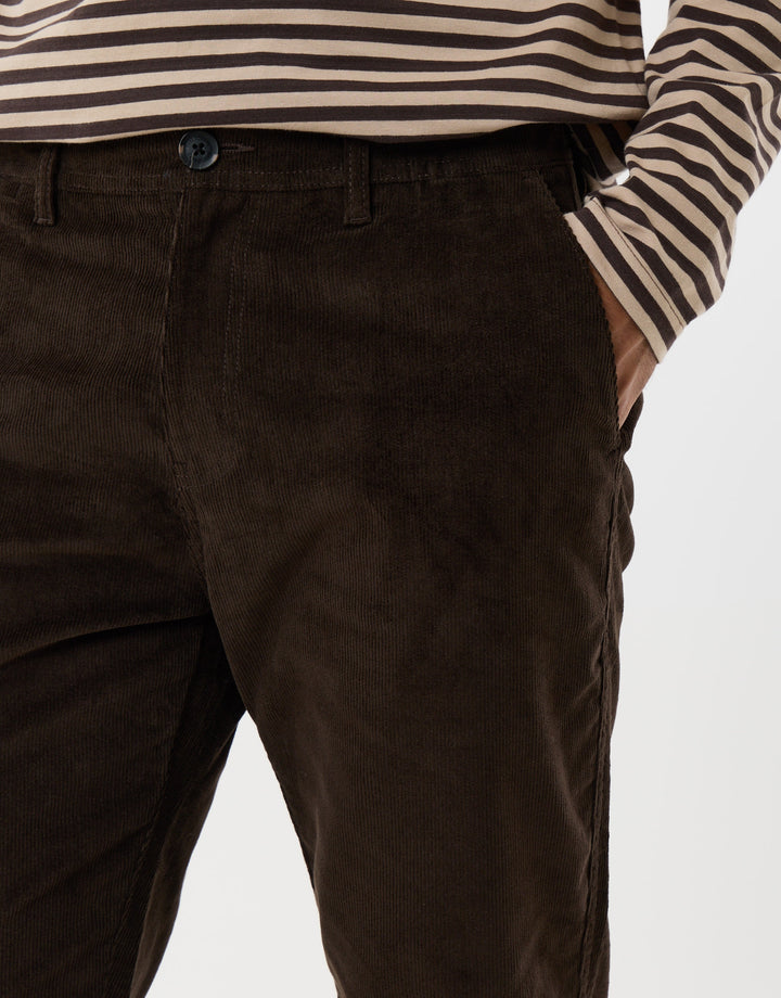 Stretch Cotton Corduroy Trousers in Chocolate Brown