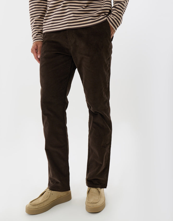 Stretch Cotton Corduroy Trousers in Chocolate Brown