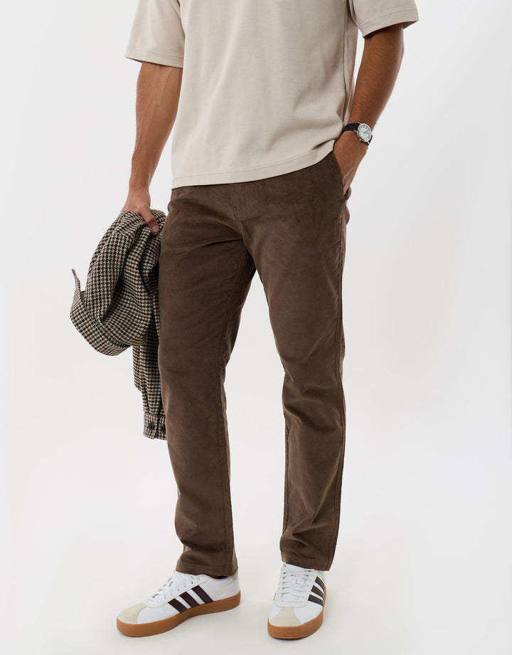 Stretch Cotton Corduroy Trousers in Taupe