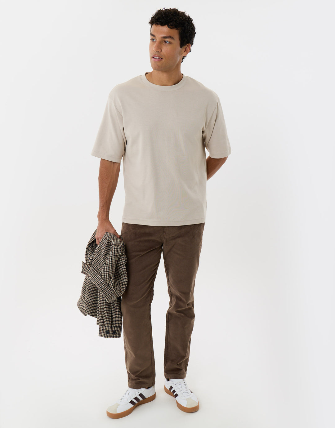 Stretch Cotton Corduroy Trousers in Taupe