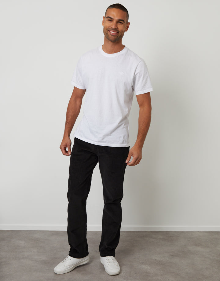 Black Straight Leg Stretch Corduroy Trousers