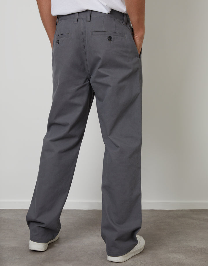 Charcoal Grey Baggy Fit Chino Trousers