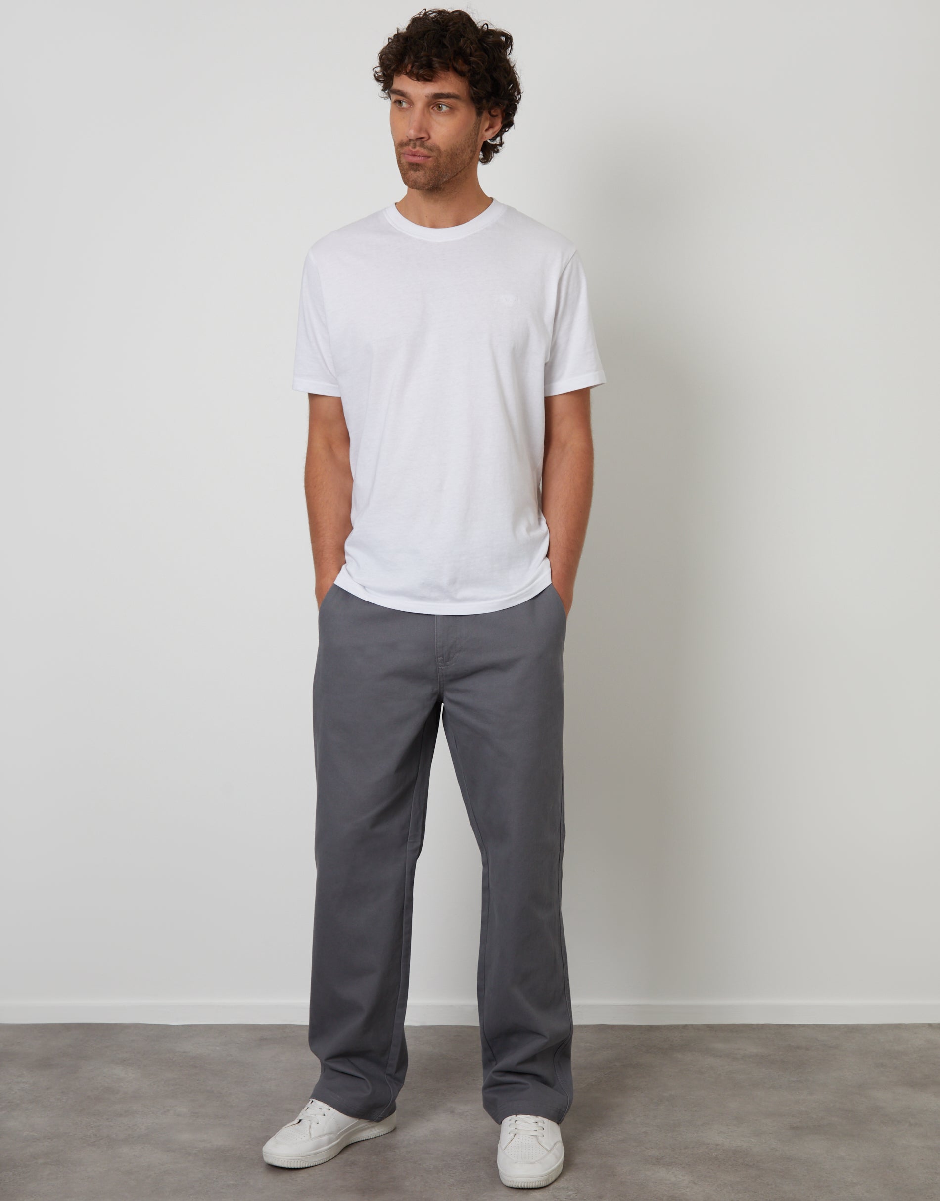 Threadbare Men's Charcoal Grey Baggy Fit Chino Trousers