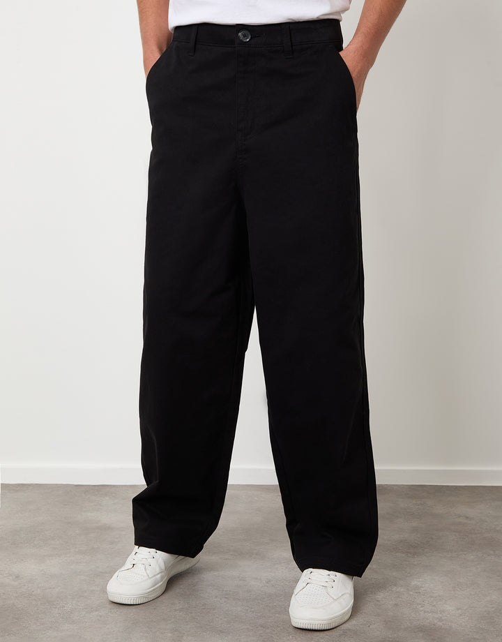 Black Baggy Fit Chino Trousers