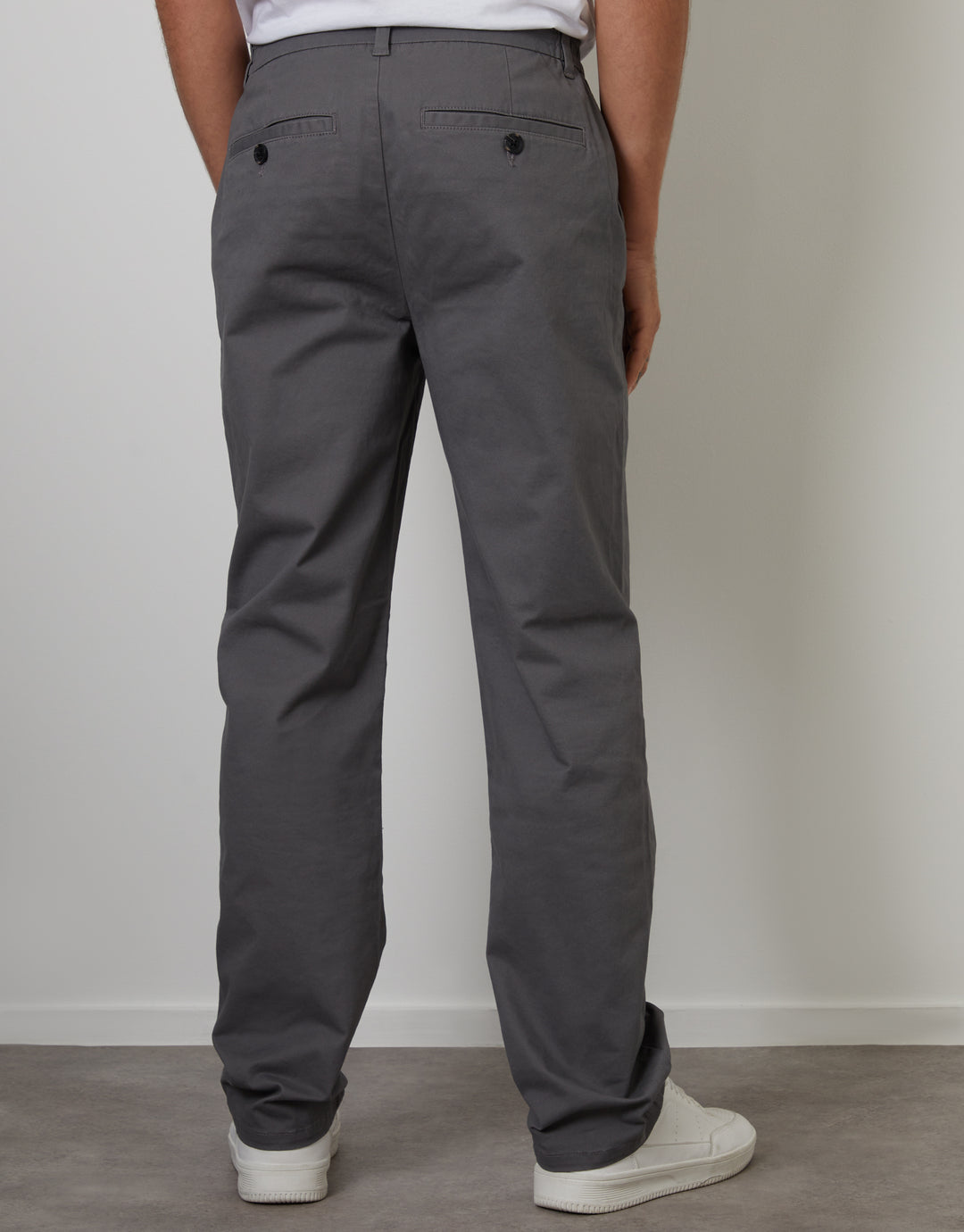 Slate Grey Straight Leg Stretch Waist Chino Trousers