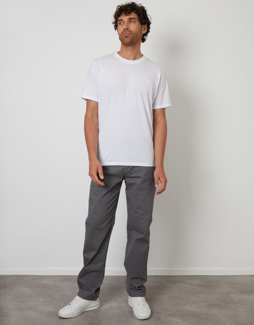 Slate Grey Straight Leg Stretch Waist Chino Trousers