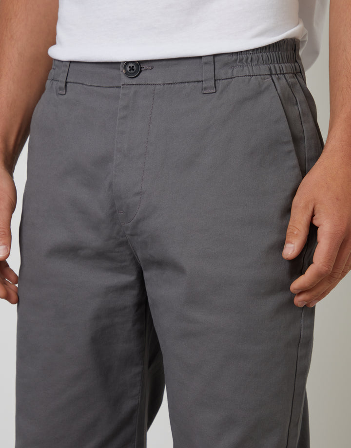 Slate Grey Straight Leg Stretch Waist Chino Trousers