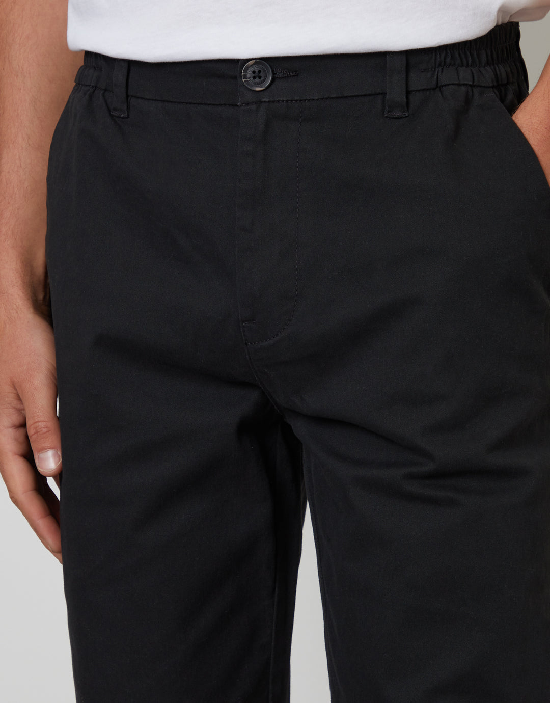 Black Straight Leg Stretch Waist Chino Trousers