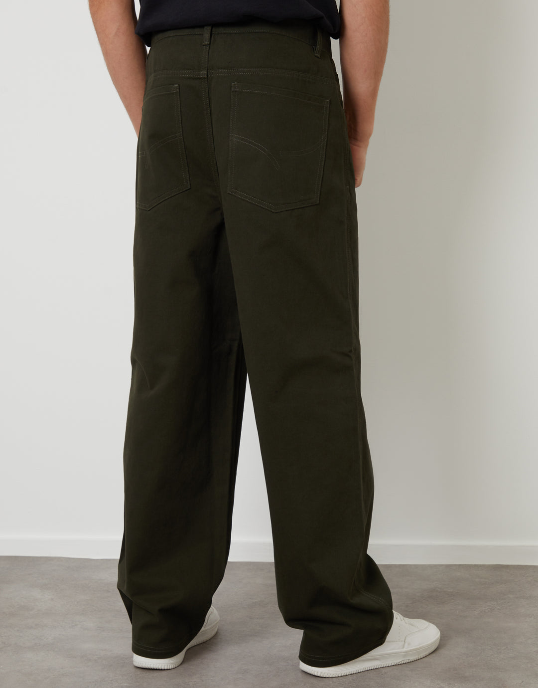 Forest Green Baggy Fit 5 Pocket Chino Trousers