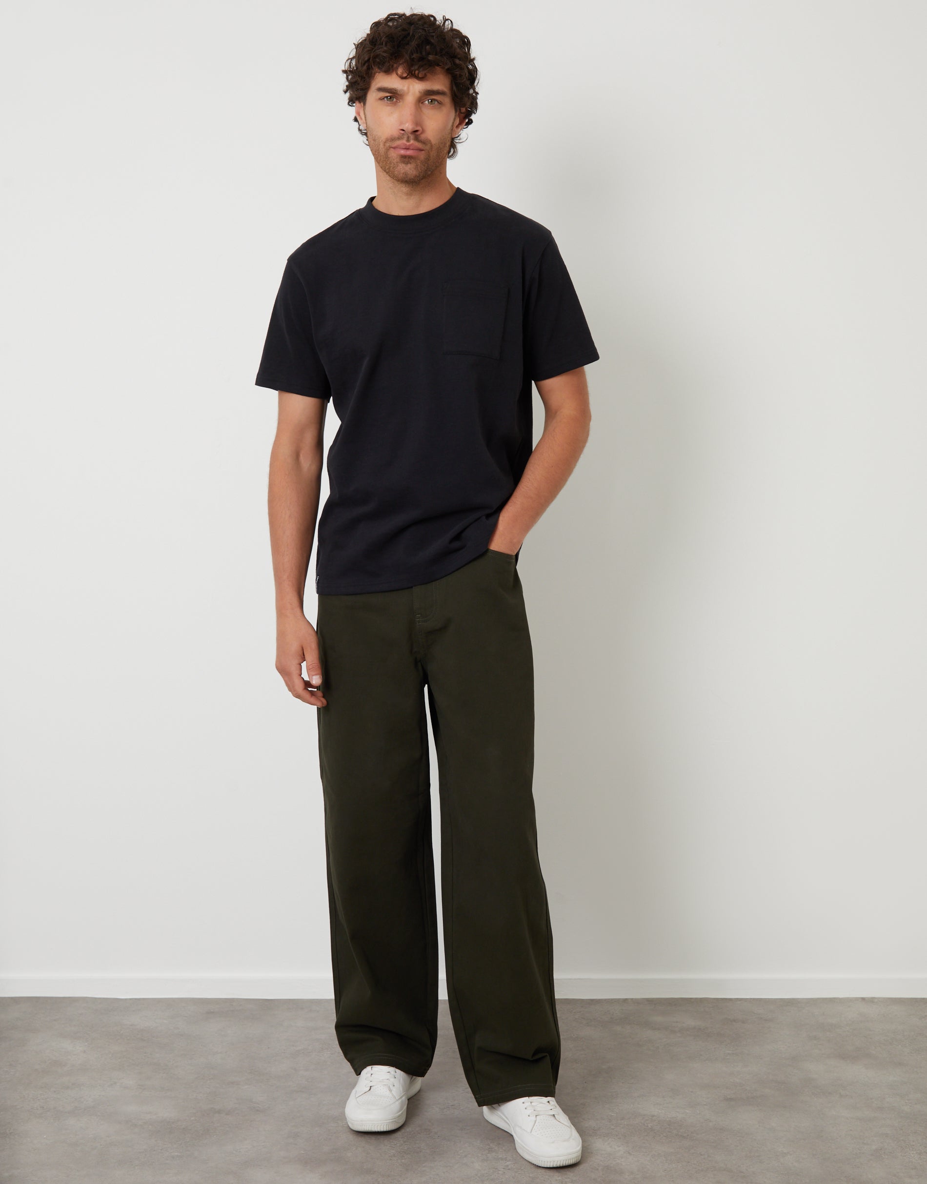 Threadbare Men's Forest Green Baggy Fit 5 Pocket Chino Trousers