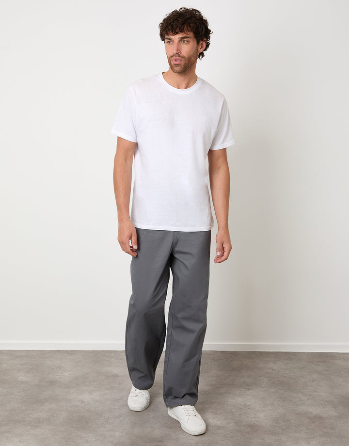 Slate Grey Baggy Fit 5 Pocket Chino Trousers