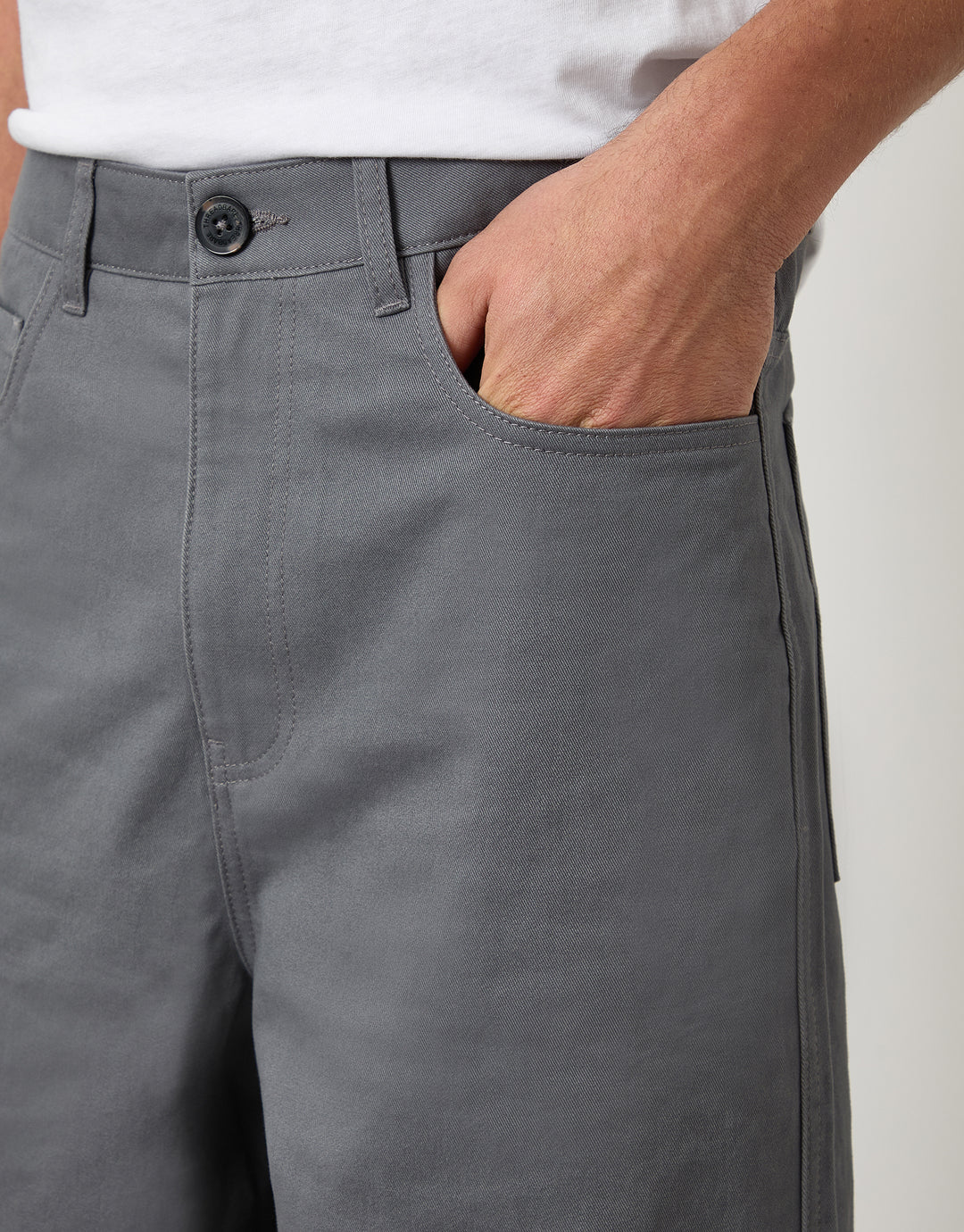 Slate Grey Baggy Fit 5 Pocket Chino Trousers