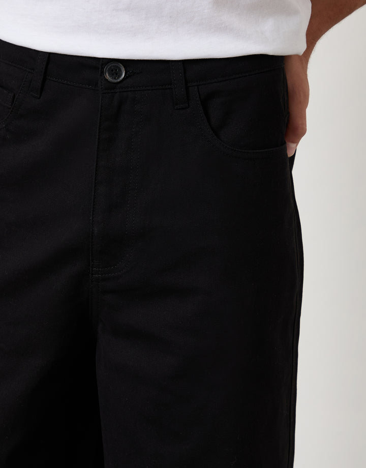 Black Baggy Fit 5 Pocket Chino Trousers