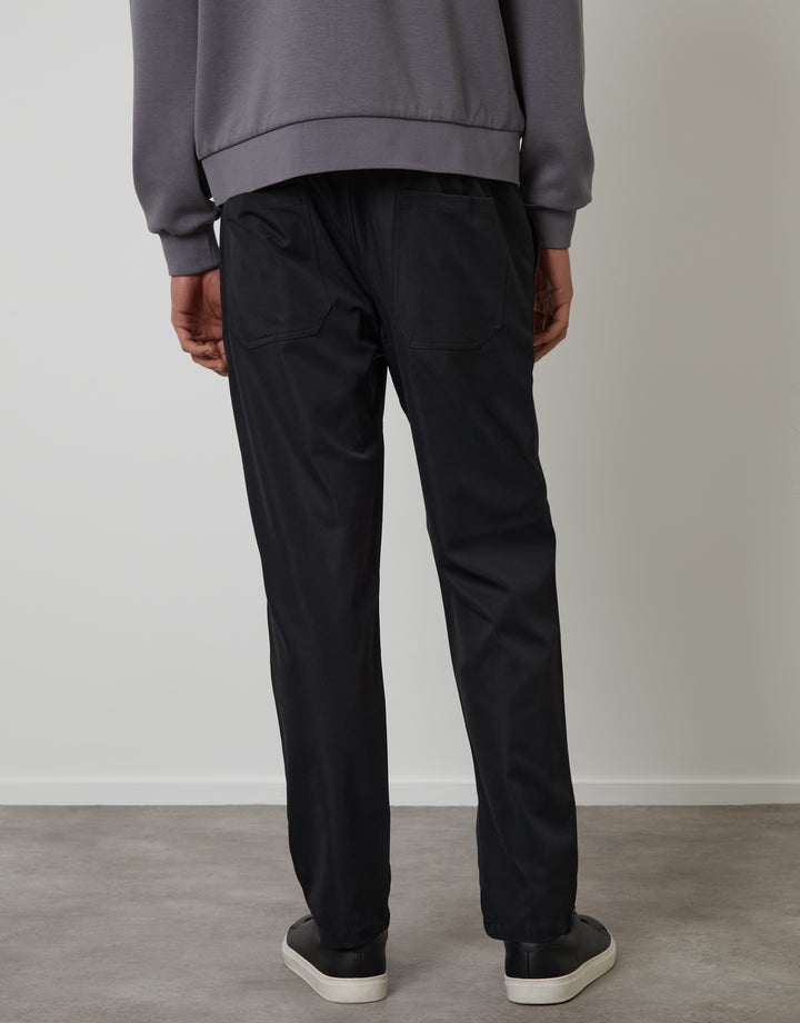 Black Straight Fit Drawcord Trousers