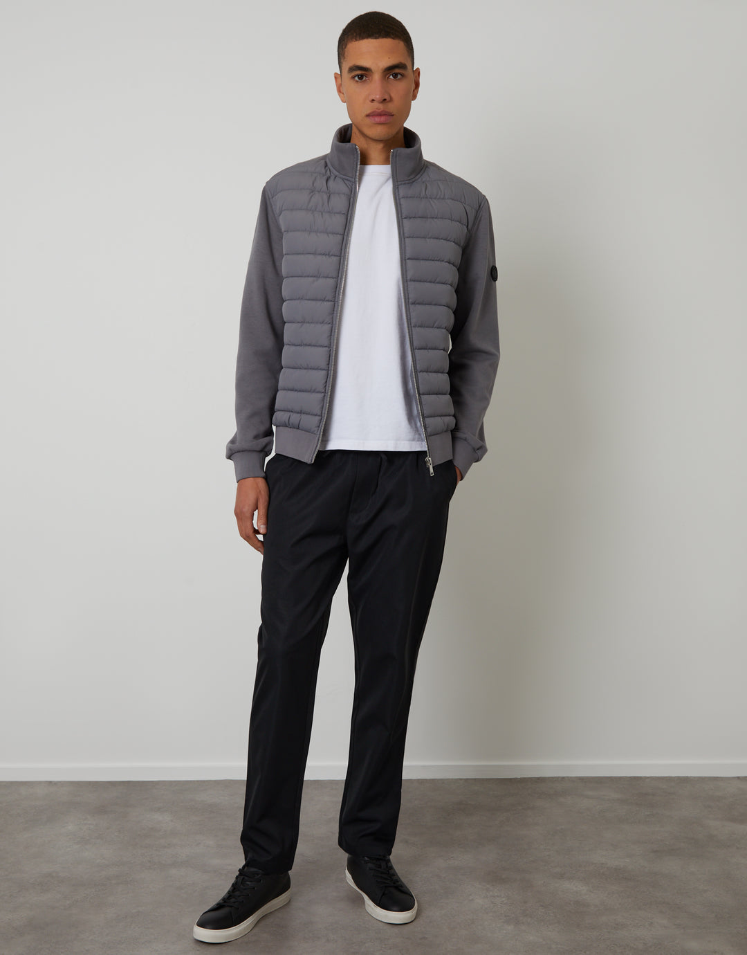 Black Straight Fit Drawcord Trousers