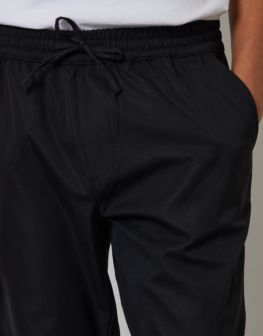 Black Straight Fit Drawcord Trousers
