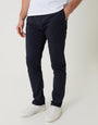 Navy Cotton Blend Slim Fit Trousers