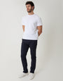 Navy Cotton Blend Slim Fit Trousers