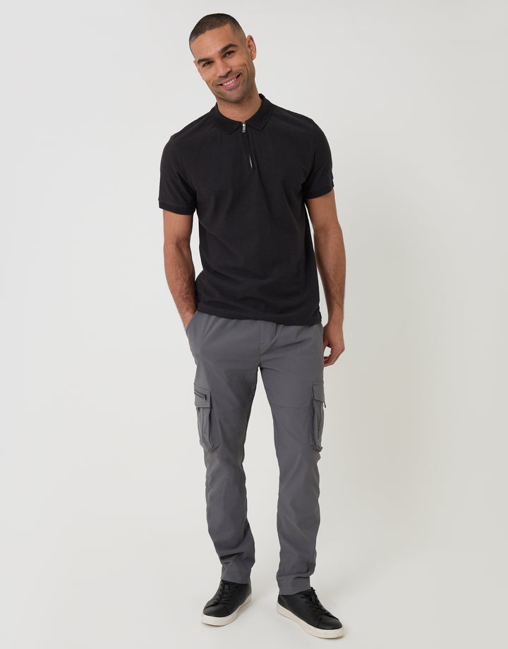 Threadbare Slim Fit Stretch Cargo Trousers in Grey - full body