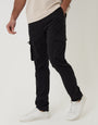 Black Slim Fit Stretch Cargo Trousers