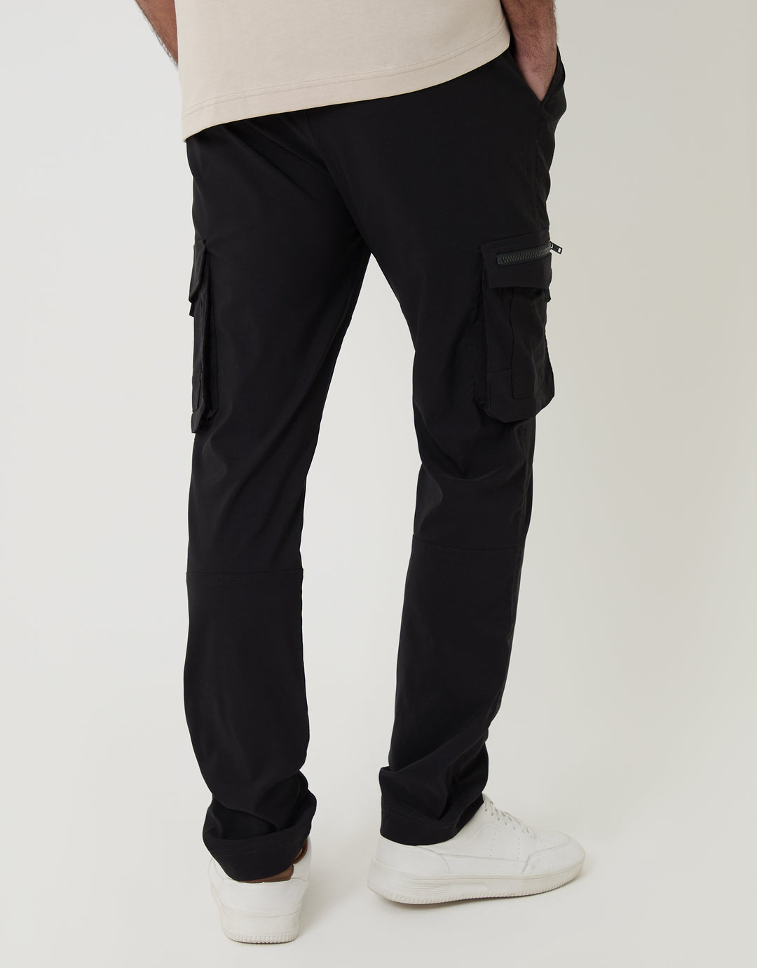 Black Slim Fit Stretch Cargo Trousers