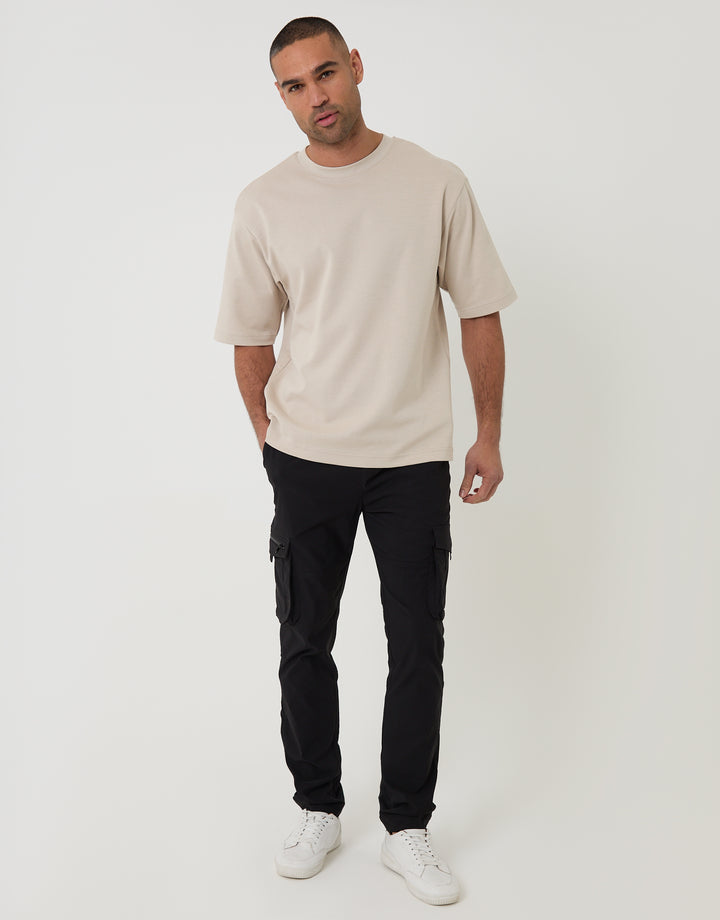 Black Slim Fit Stretch Cargo Trousers
