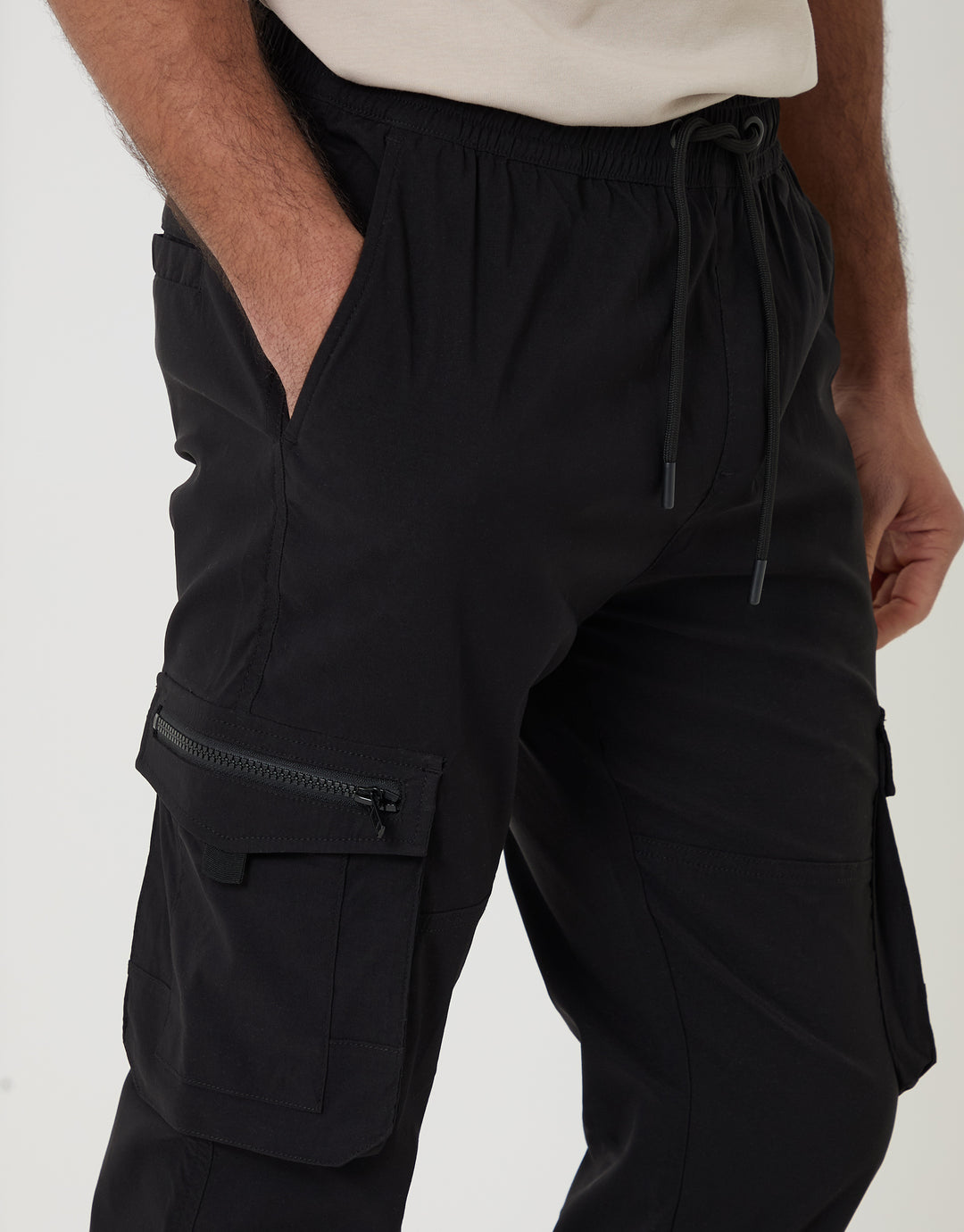 Black Slim Fit Stretch Cargo Trousers