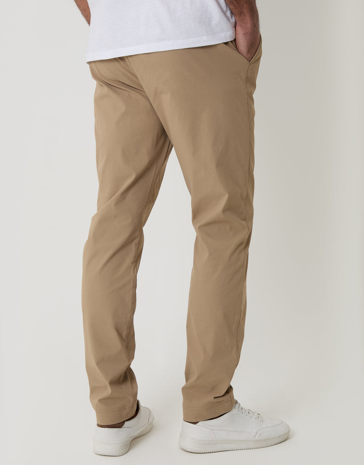 Threadbare Slim Fit Stretch Trousers in Stone - back view