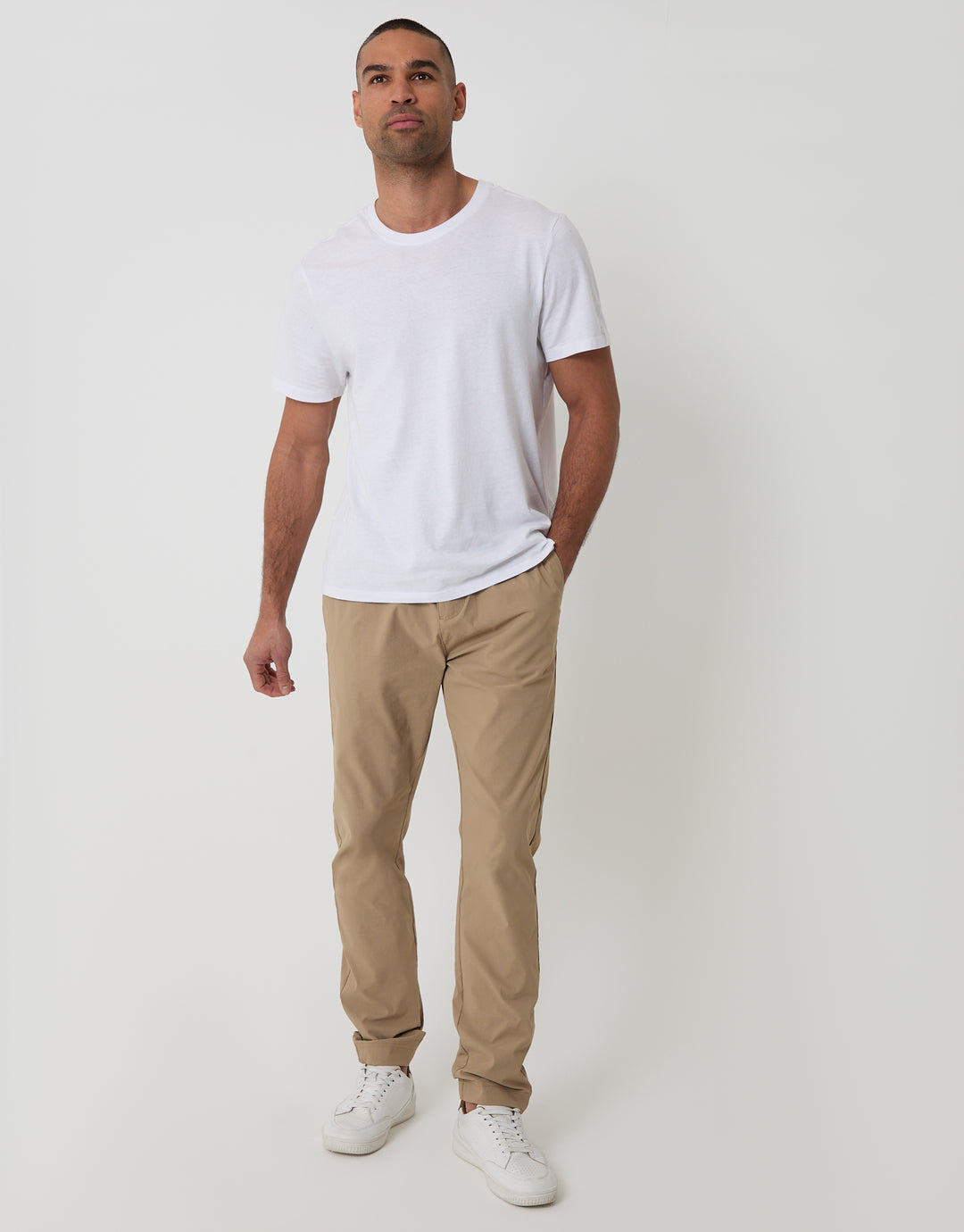 Threadbare Slim Fit Stretch Trousers in Stone - full body