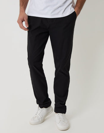 Threadbare Slim Fit Stretch Trousers in Black - front view