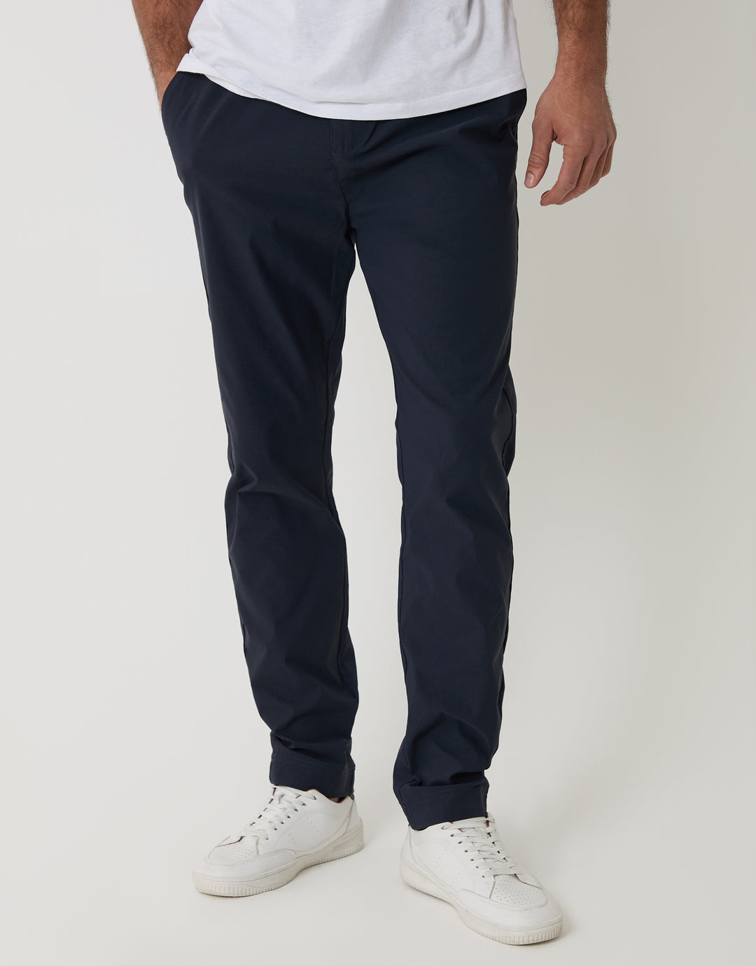 Threadbare Slim Fit Stretch Trousers in Navy - front view