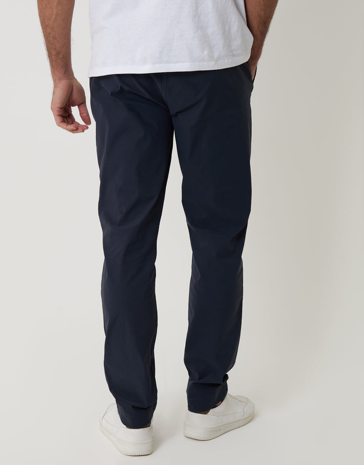 Threadbare Slim Fit Stretch Trousers in Navy - back view