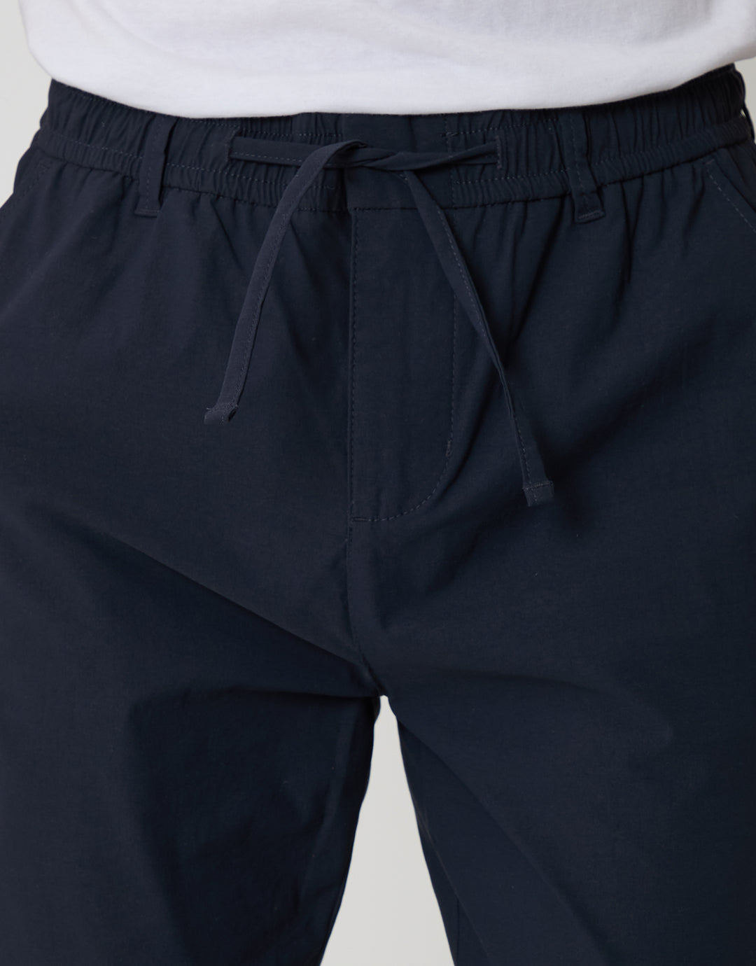 Threadbare Slim Fit Stretch Trousers in Navy - waistband close up