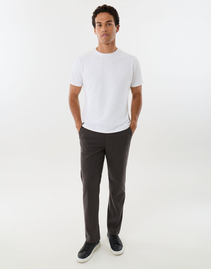 Straight Leg Tailored Trousers in Brown Check