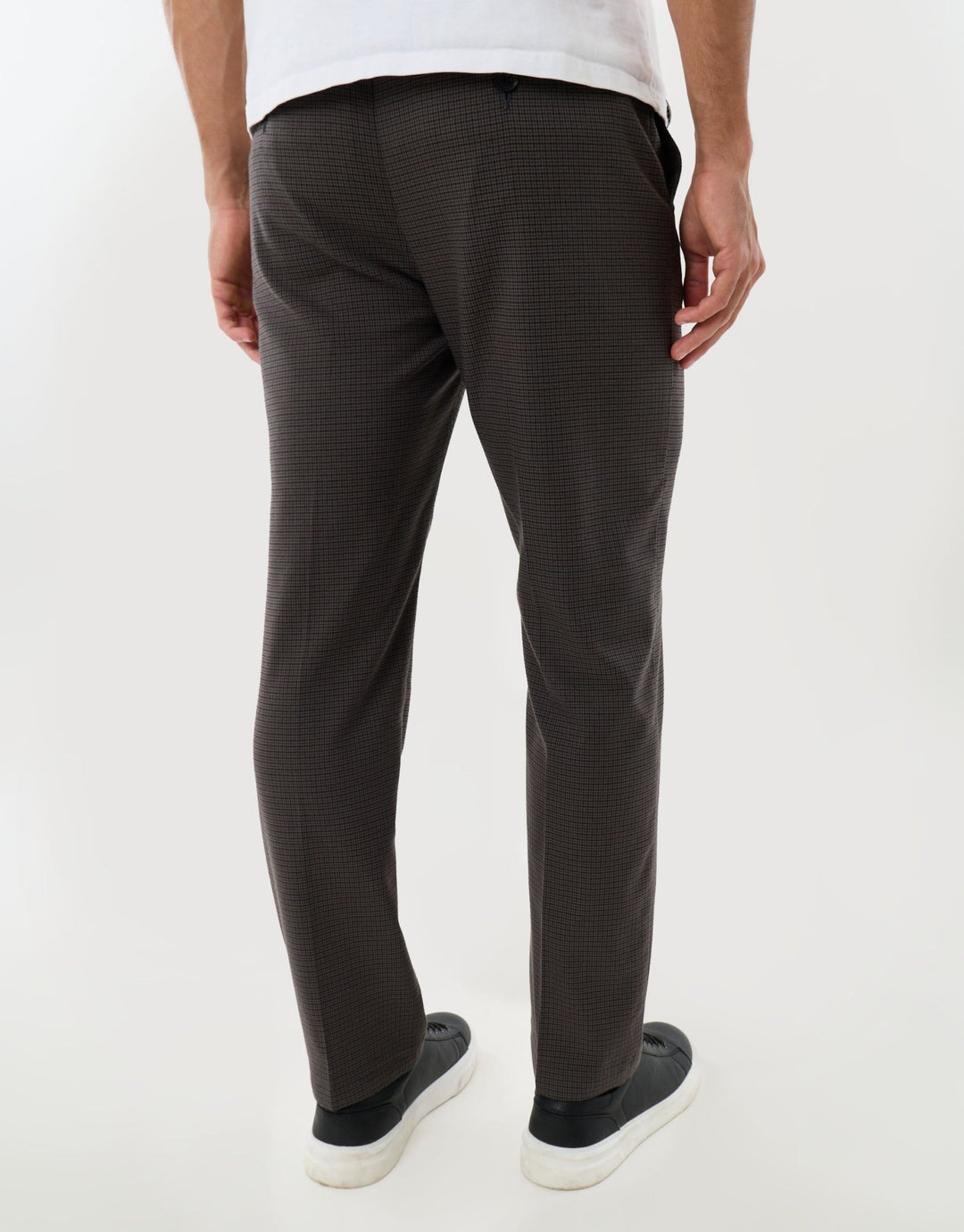 Straight Leg Tailored Trousers in Brown Check