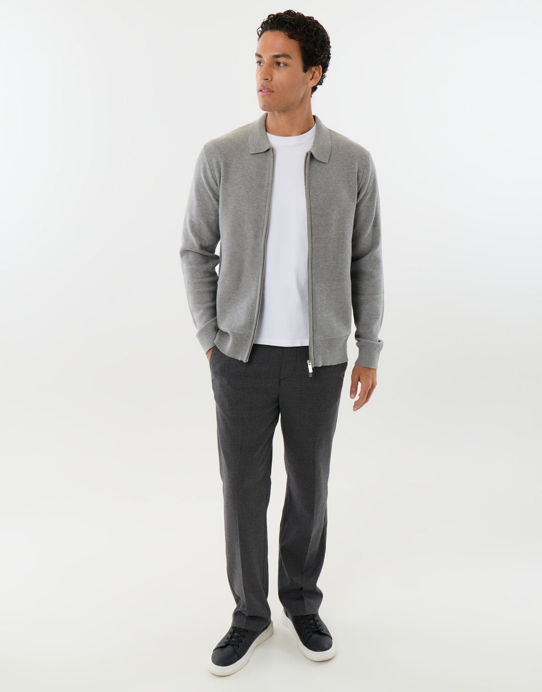 Straight Leg Tailored Trousers in Charcoal Check