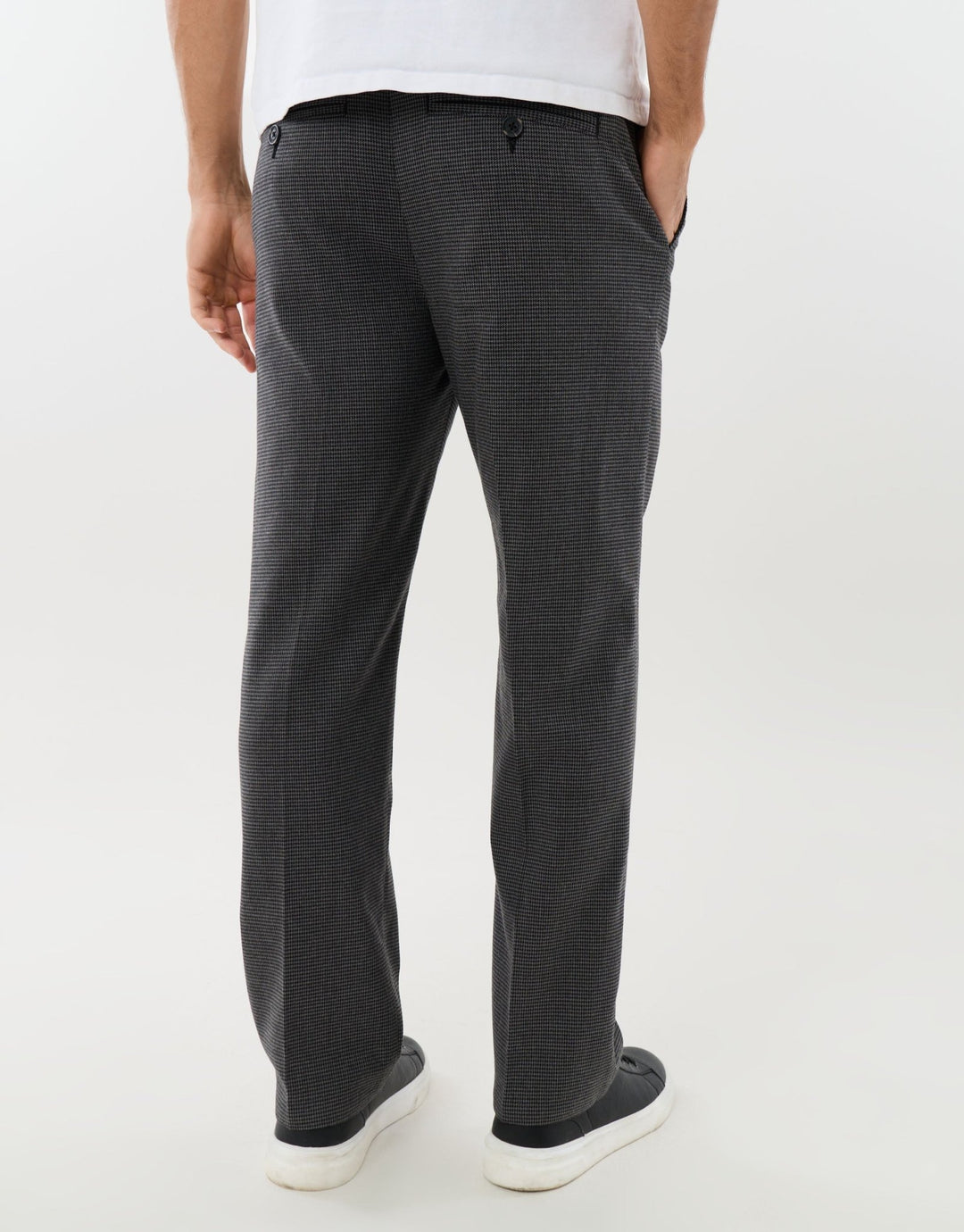 Straight Leg Tailored Trousers in Charcoal Check