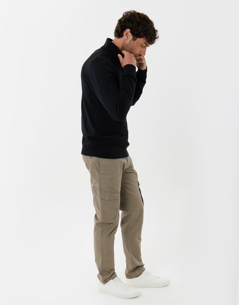 Threadbare Slim Fit Cotton Rich Cargo Trousers in Mushroom Brown - full body