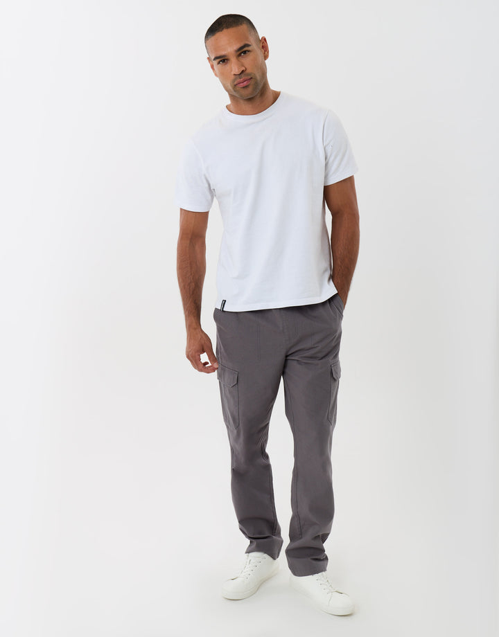 Threadbare Regular Fit Cotton Cargo Trousers in Slate Grey - full body